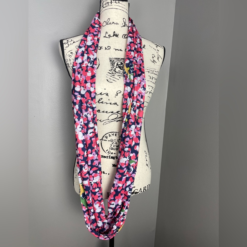 Simply Southern Scarf Purple Pink Floral Infinity Knit Preppy